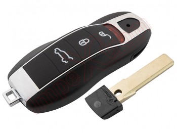 Producto Genérico - Telemando de 3 botones 433 MHz ASK "Smart key" llave inteligente para Porsche Cayenne / Panamera, con espadín