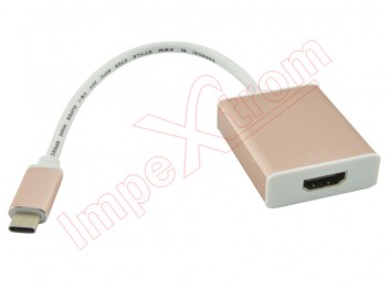 Pink Gold-tone USB 3.1 Type-C adapter for HDMI, for Macbook / Chromebook / Nokia N1 Tablet PC.