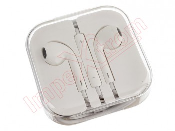 Manos libres / auriculares blancos diseño iPhone (Earpods) con micrófono y control de volumen con conector Jack de 3.5mm