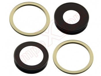 Rear camera lenses with yellow / gold trims for iPhone 11, A2221, A2111, A2223