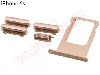 Recambio de botones y bandeja SIM para iPhone 6S rosa dorado