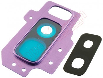 Conjunto de carcasa embellecedora lila púrpura / embellecedor y lente de cámara para Samsung Galaxy S9 Plus, G965F / S9 Plus Duos