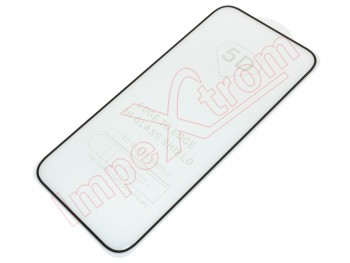9H 5D Full glue tempered glass screen protector with black frame for iPhone 15 Pro Max, in blister