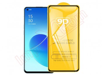9H 9D tempered glass screen protector with black frame for Oppo Reno6, PEQM00