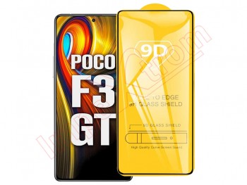 9H 9D tempered glass screen protector with black frame for Xiaomi Poco F3 GT, MZB09C6IN