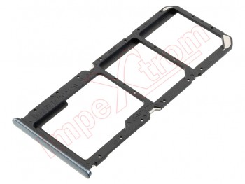 Bandeja Dual SIM + MicroSD plateada / negra "Fluid black" para Oppo A94 5G, CPH2211