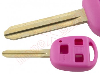 Producto Genérico - Carcasa rosa para telemando con 3 botones de Toyota Carmy,