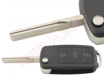 Remote control key with 3 buttons + Panic button and blade, 433 Mhz for Volkswagen VW Touareg
