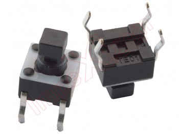 Switch / interruptor tactil 6.0x6.0x2.8mm con actuador de 3.6mm, 6.4mm altura total 1.6N 50mA 12VDC SPST
